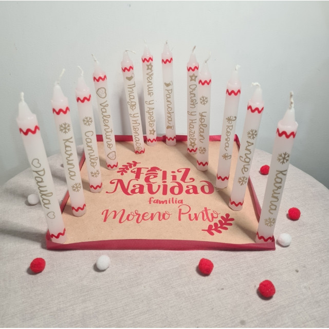 12 Velas personalizadas base mandera 