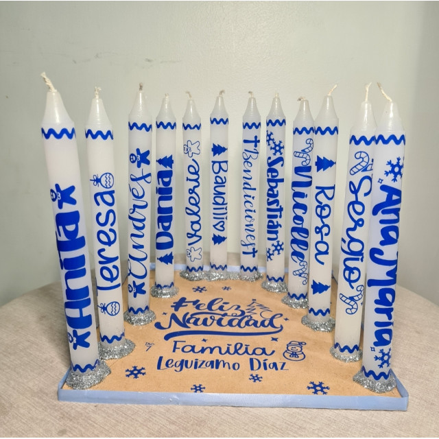 12 Velas personalizadas base mandera 