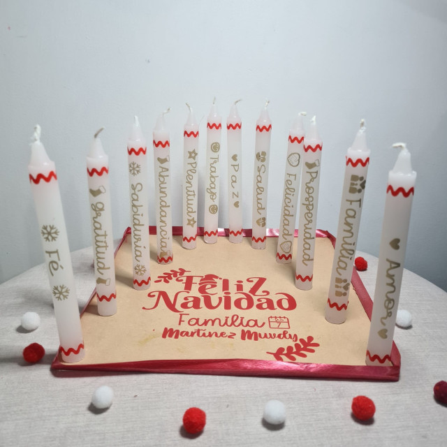 12 Velas personalizadas base mandera 