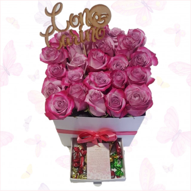 Cajita de Rosas Con Dulces